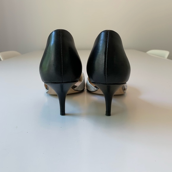 Black/White Effie' Pointy Toe D'orsay Pumps - Picture 5 of 5